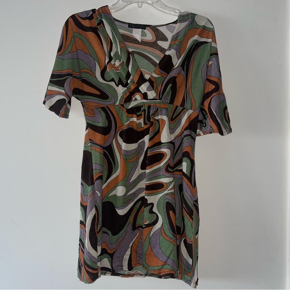 Multicolor Abstract Vintage Print KLD Signature Top